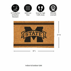Mississippi State University Large One Color Coir Mat, 36"x24"
