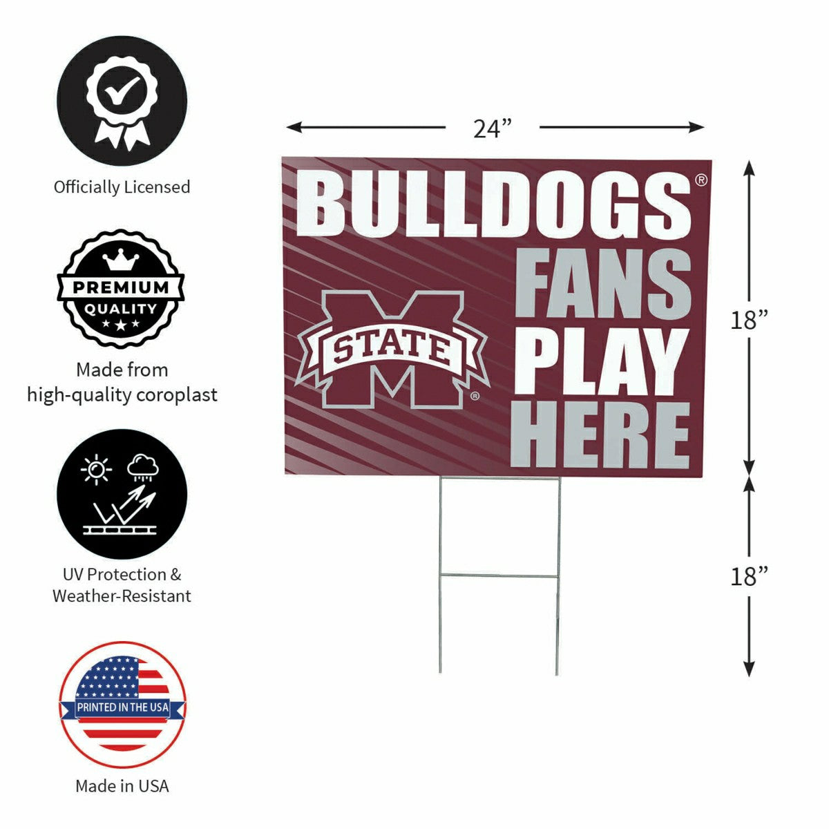 Mississippi State University Coroplast Yard Sign "Fans Play Here"