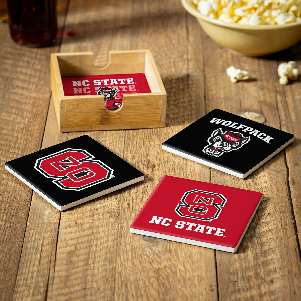 North Carolina State University Coasters and Caddy Set