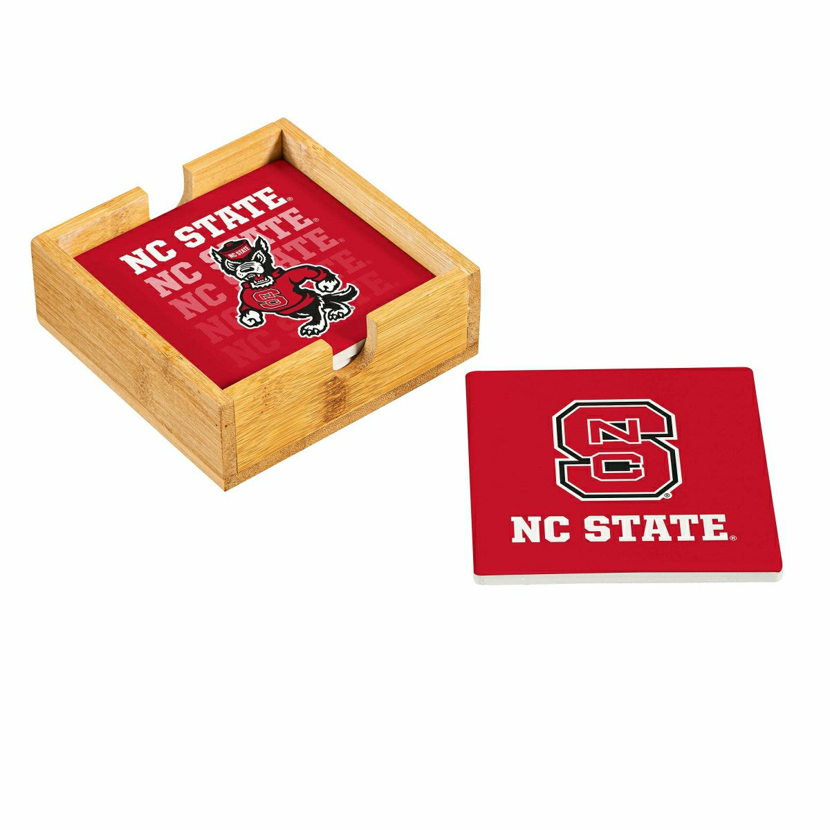 North Carolina State University Coasters and Caddy Set