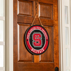 North Carolina State University Round Door Décor with Hanging Rope, 18
