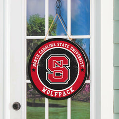 North Carolina State University Round Door Décor with Hanging Rope, 18