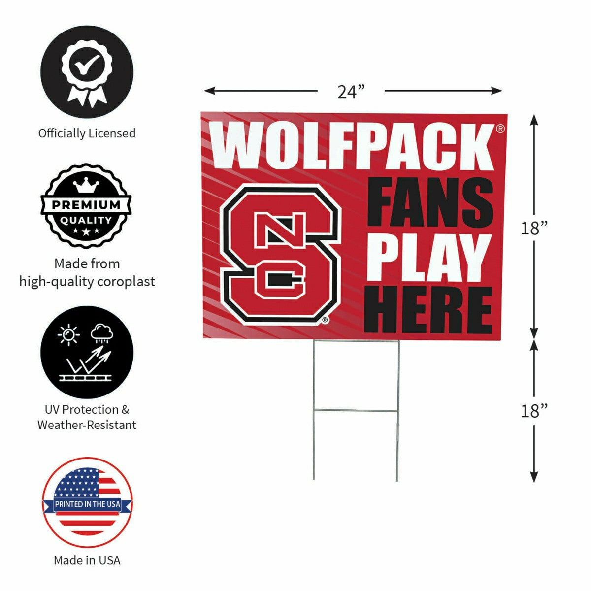 North Carolina State University Coroplast Yard Sign "Fans Play Here"