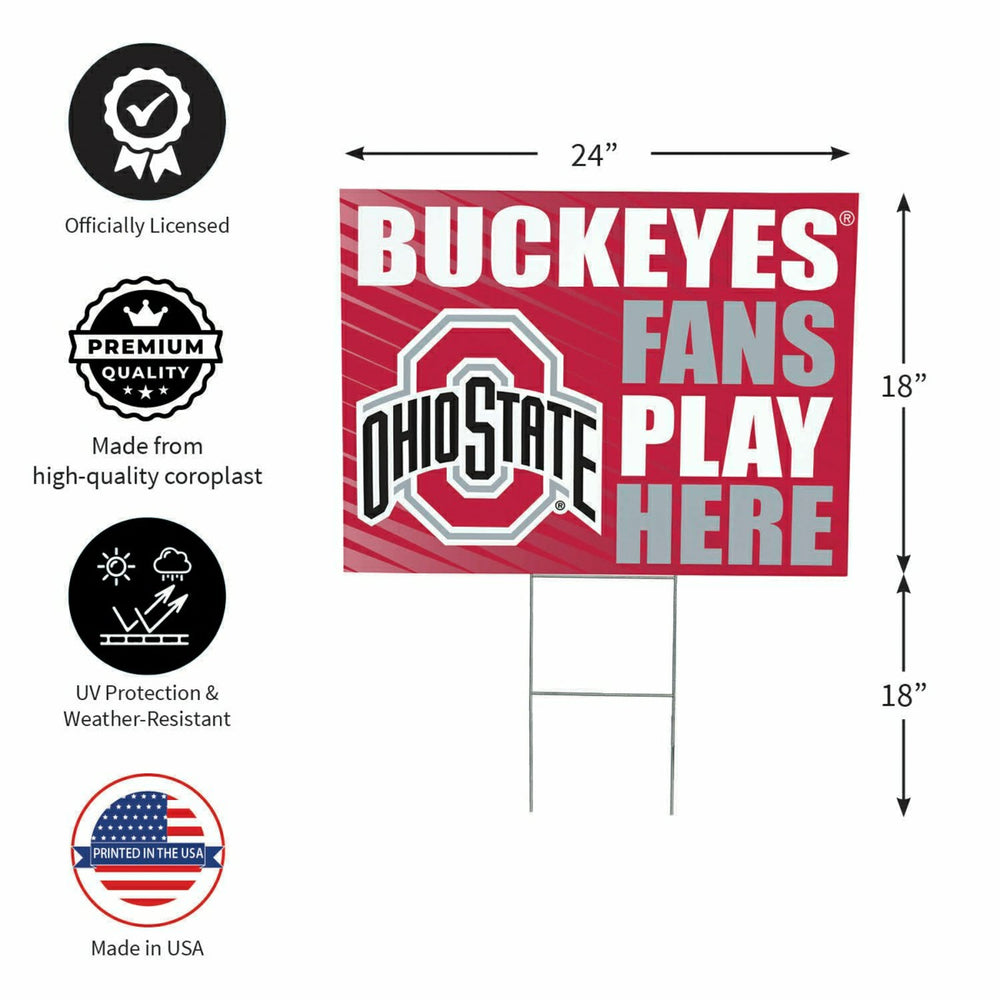 Ohio State University Coroplast Yard Sign "Fans Play Here"