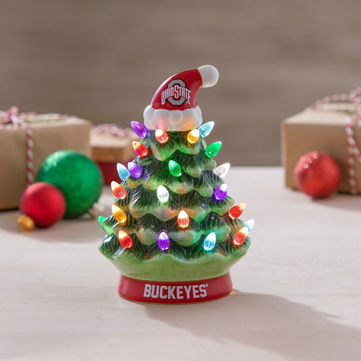 8" LED Ceramic Christmas Tree, Ohio State University