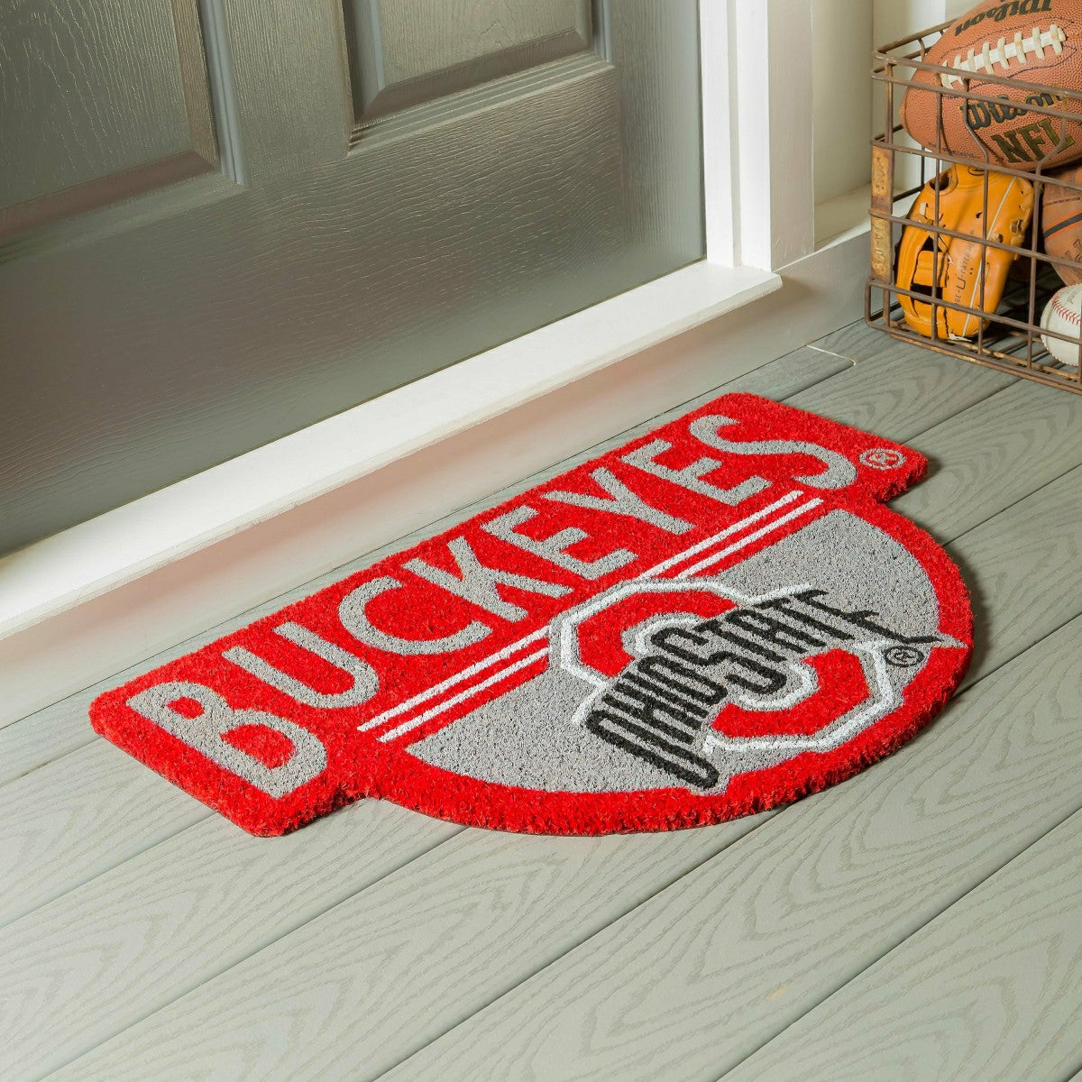 NCAA Team Shaped Coir Door Mat, Ohio State Buckeyes