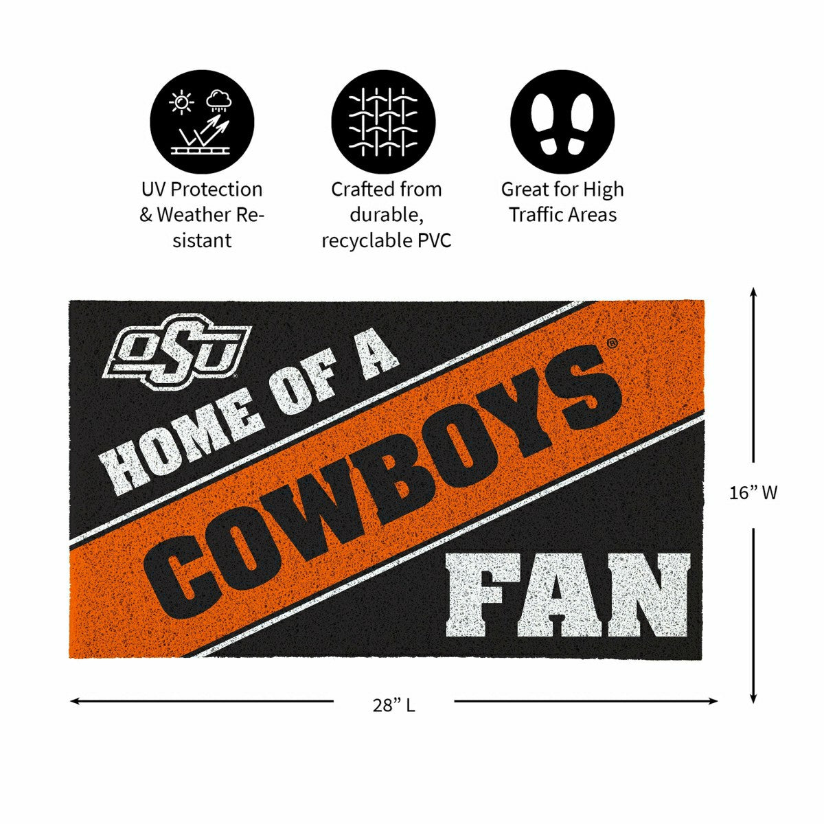 Oklahoma State University, PVC Mat COLOR, Home of a Fan