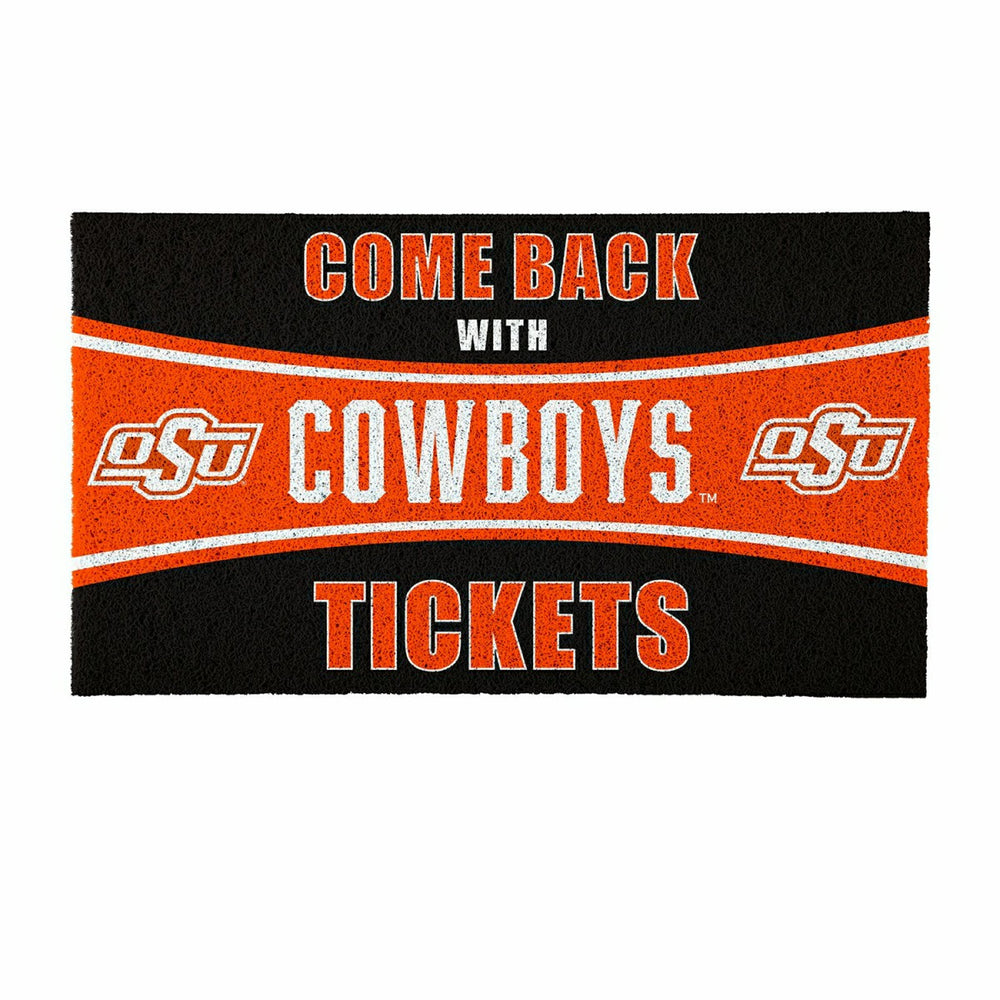 28" x 16" PVC Trapper Mat, Come Back with Tickets, Oklahoma State Univ