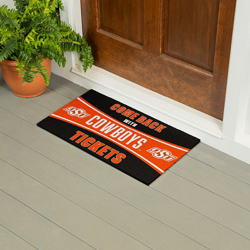 28" x 16" PVC Trapper Mat, Come Back with Tickets, Oklahoma State Univ