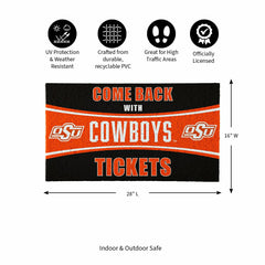 28" x 16" PVC Trapper Mat, Come Back with Tickets, Oklahoma State Univ
