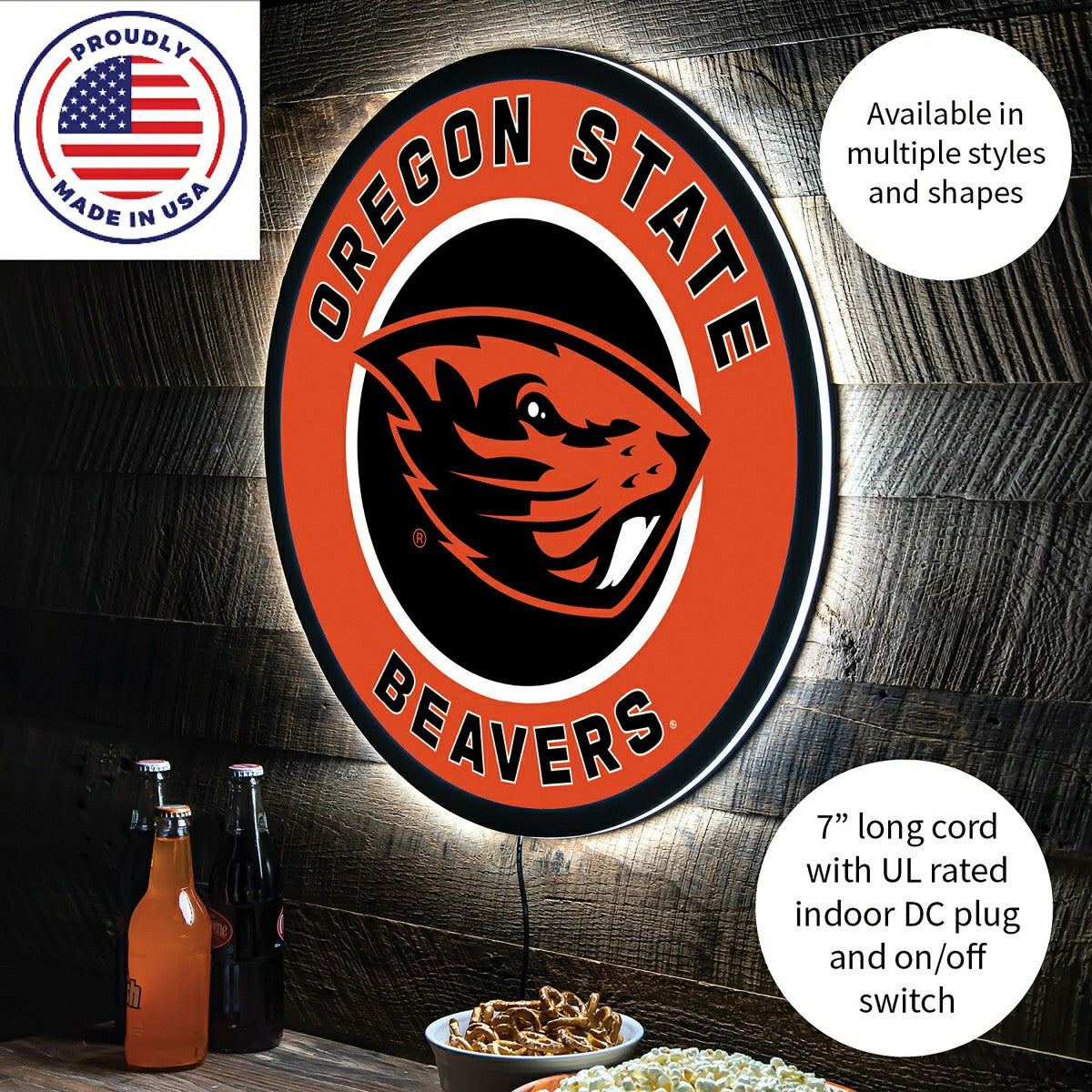 LED Wall Decor, Round, Oregon State University