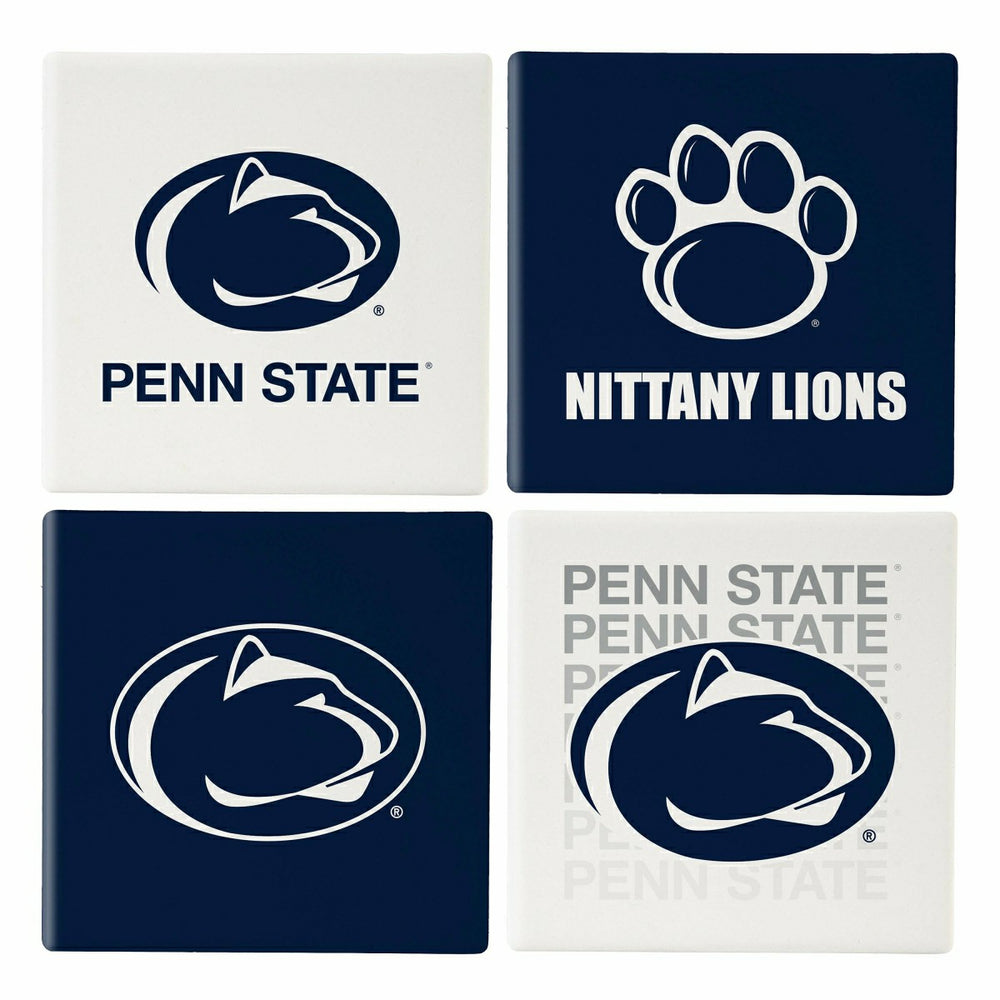 Penn State Ceramic Coasters Set, 4pcs with Wood Caddy