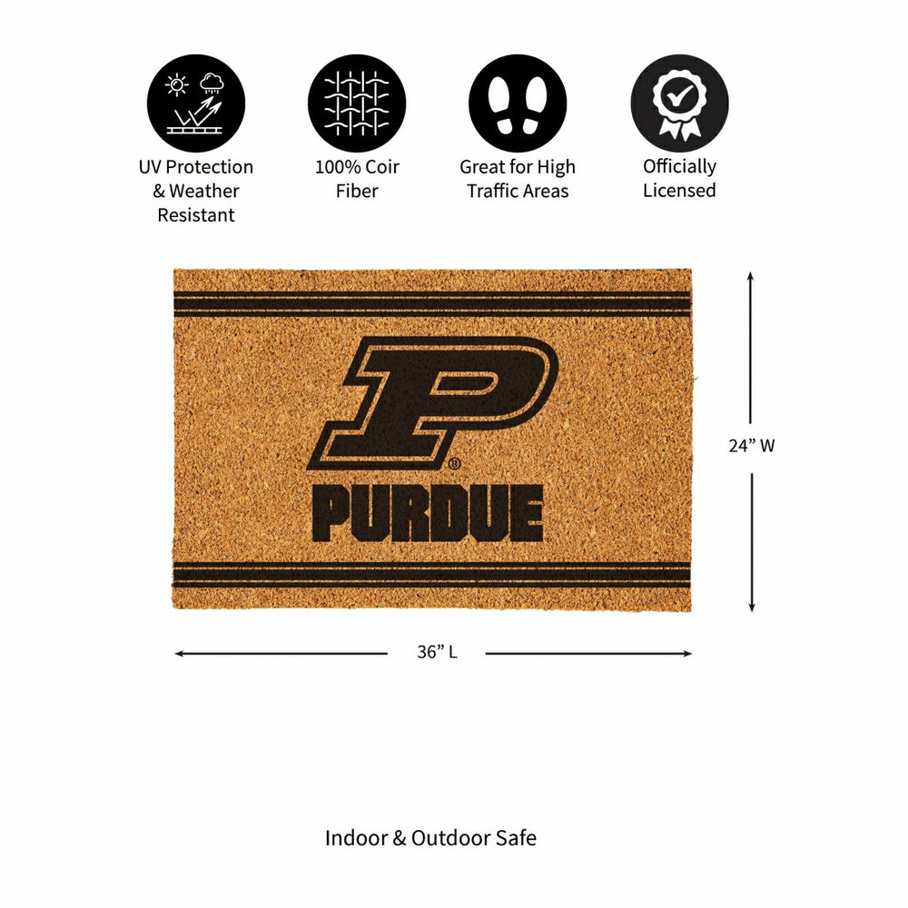 Purdue University Large One Color Coir Mat, 36"x24"