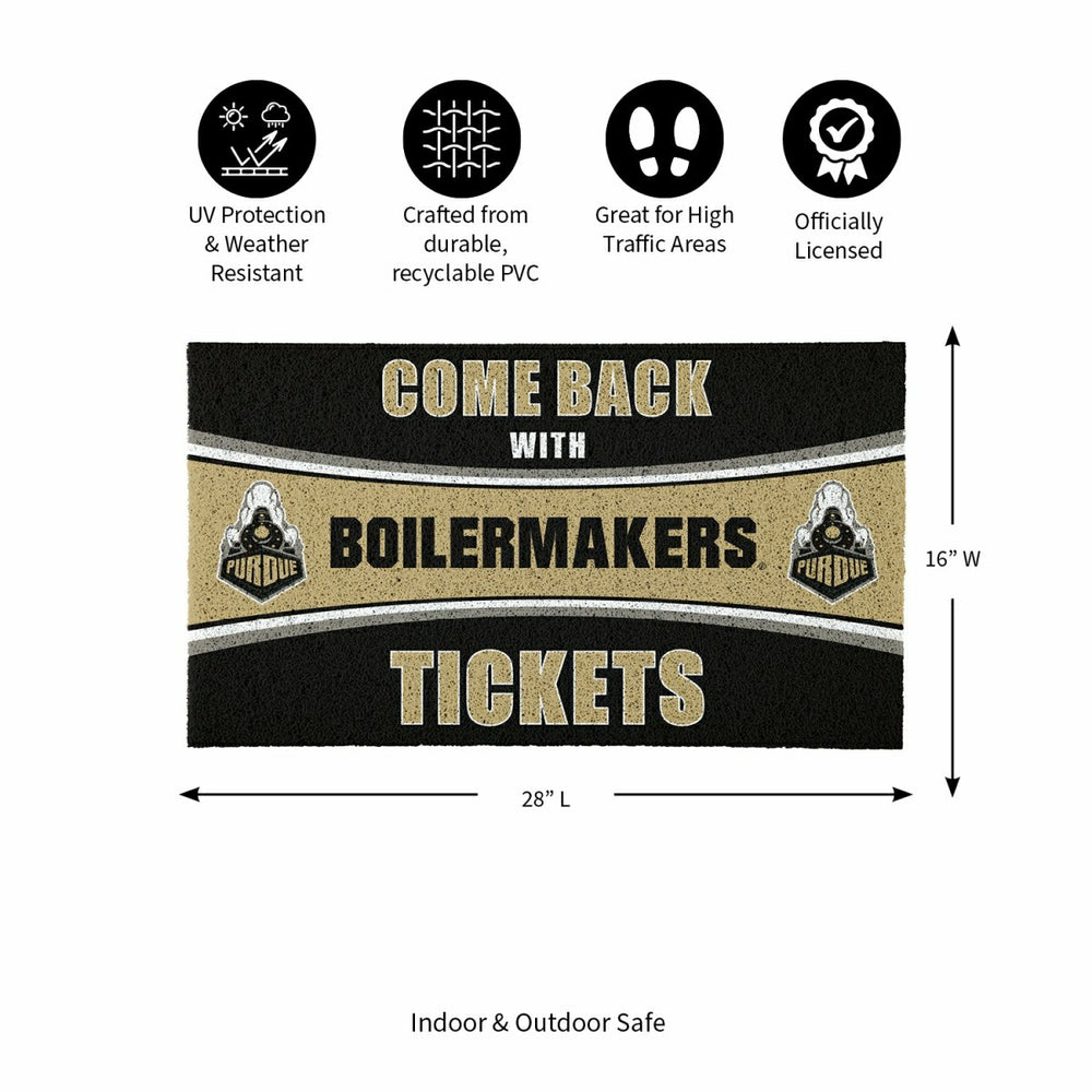 28" x 16" PVC Trapper Mat, Come Back with Tickets, Purdue University