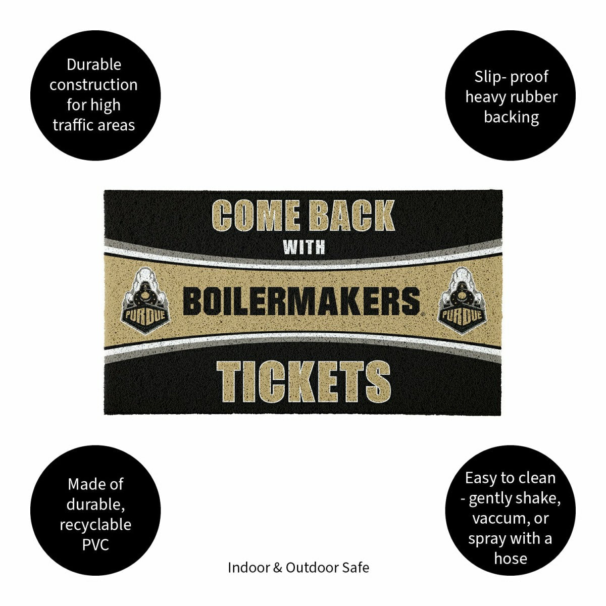 28" x 16" PVC Trapper Mat, Come Back with Tickets, Purdue University