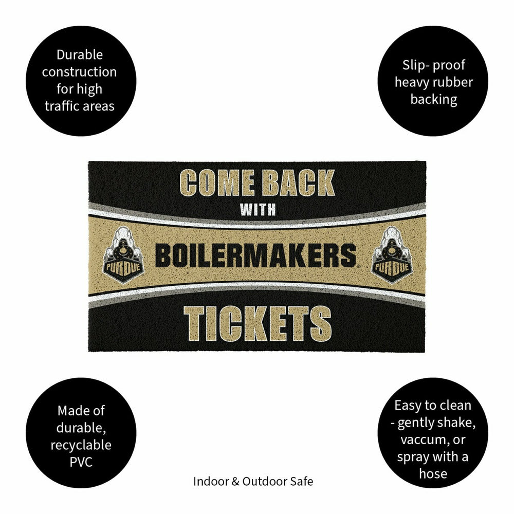 28" x 16" PVC Trapper Mat, Come Back with Tickets, Purdue University