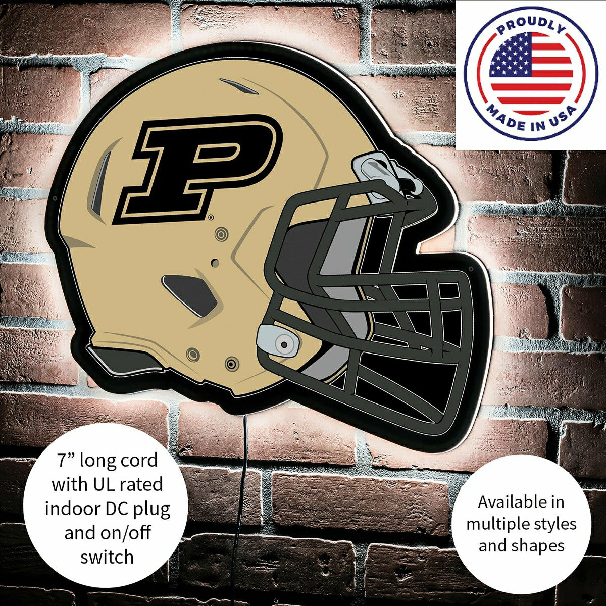 LED Wall Decor, Helmet, Purdue University