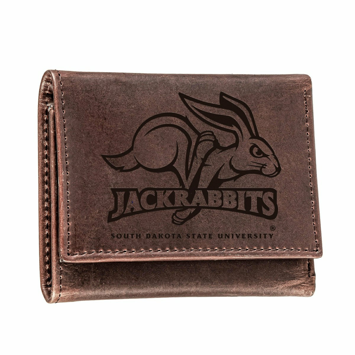 South Dakota State University, Tri-Fold Wallet, Brown, CH, 100% Genuin