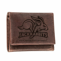 South Dakota State University, Tri-Fold Wallet, Brown, CH, 100% Genuin