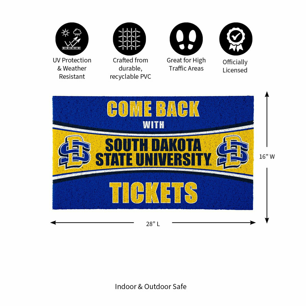 28" x 16" PVC Trapper Mat, Come Back with Tickets, South Dakota State