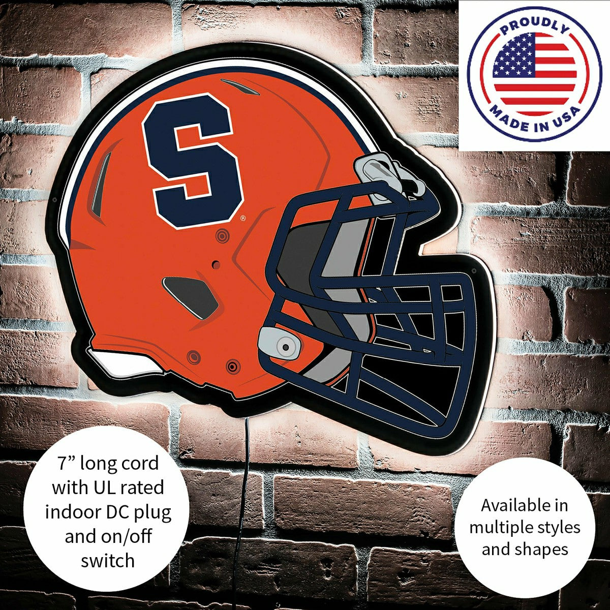 LED Wall Decor, Helmet, Syracuse University