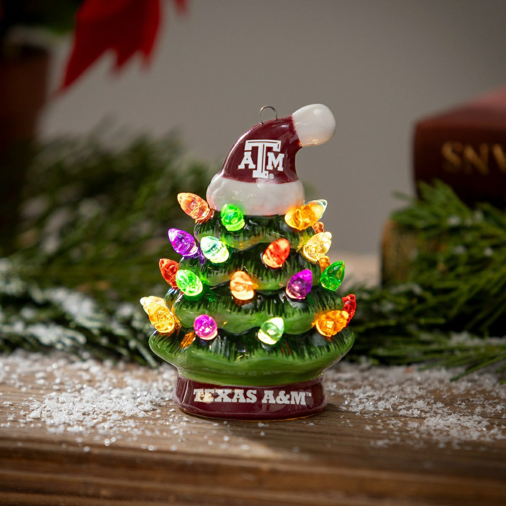 4" Mini LED Tabletop Christmas Tree, Set of 2, Texas A&M