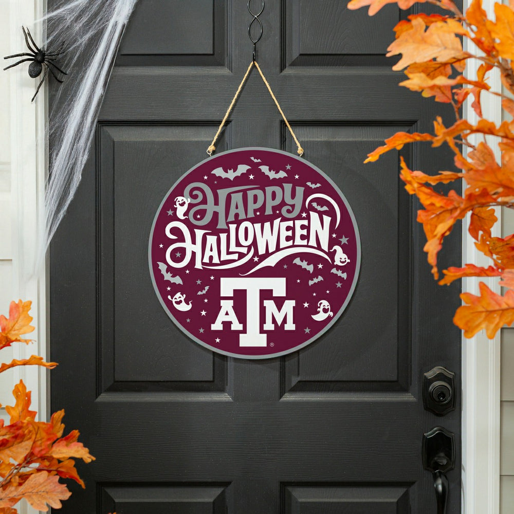 Texas A&M Halloween Round Door Décor with Hanging Rope, 18x18