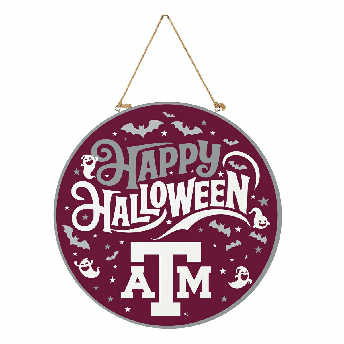 Texas A&M Halloween Round Door Décor with Hanging Rope, 18x18