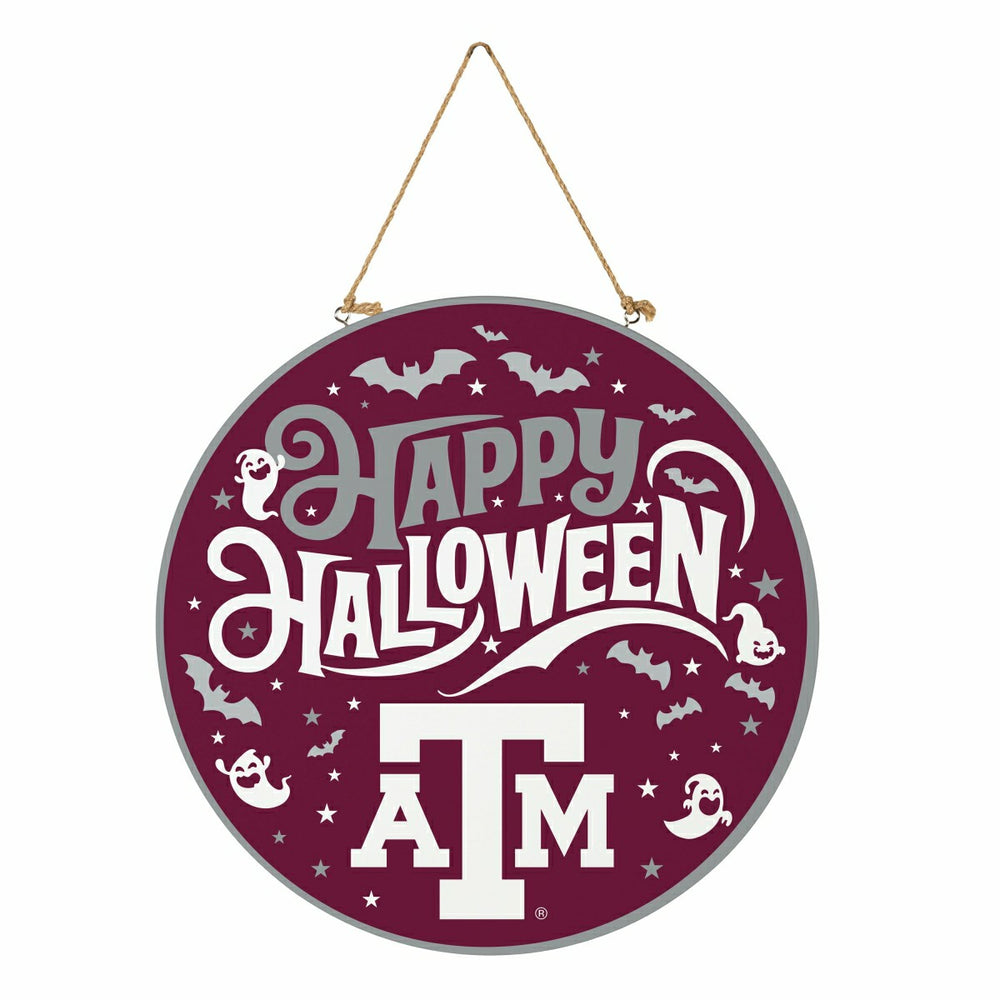 Texas A&M Halloween Round Door Décor with Hanging Rope, 18x18