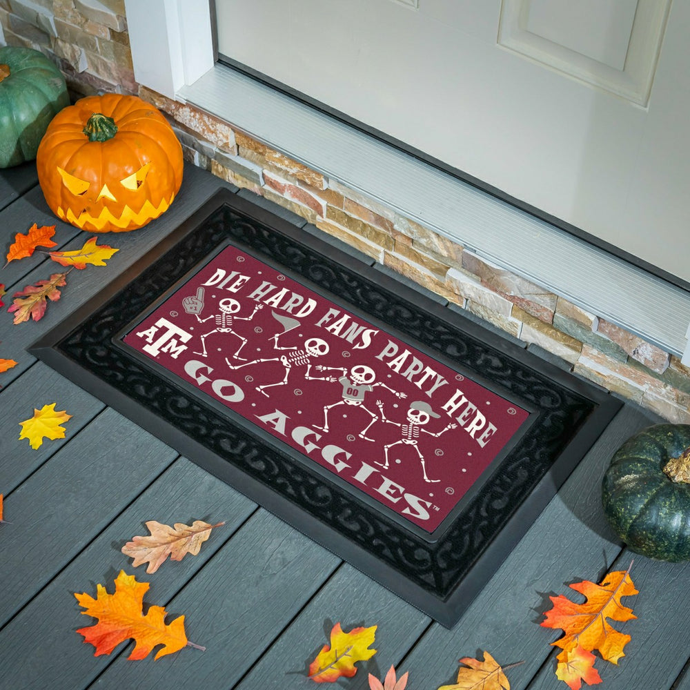 Texas A&M Flocked Coir Halloween Sassafras Switch Mat, 22"x10"