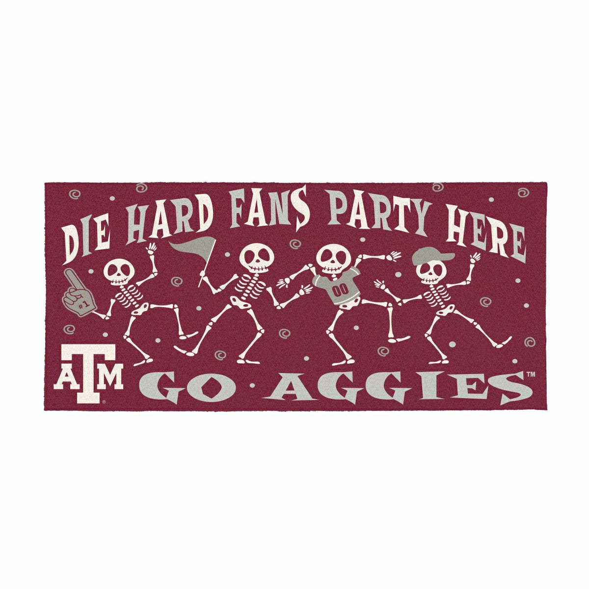 Texas A&M Flocked Coir Halloween Sassafras Switch Mat, 22"x10"