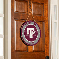 Texas A&M Round Door Décor with Hanging Rope, 18x18