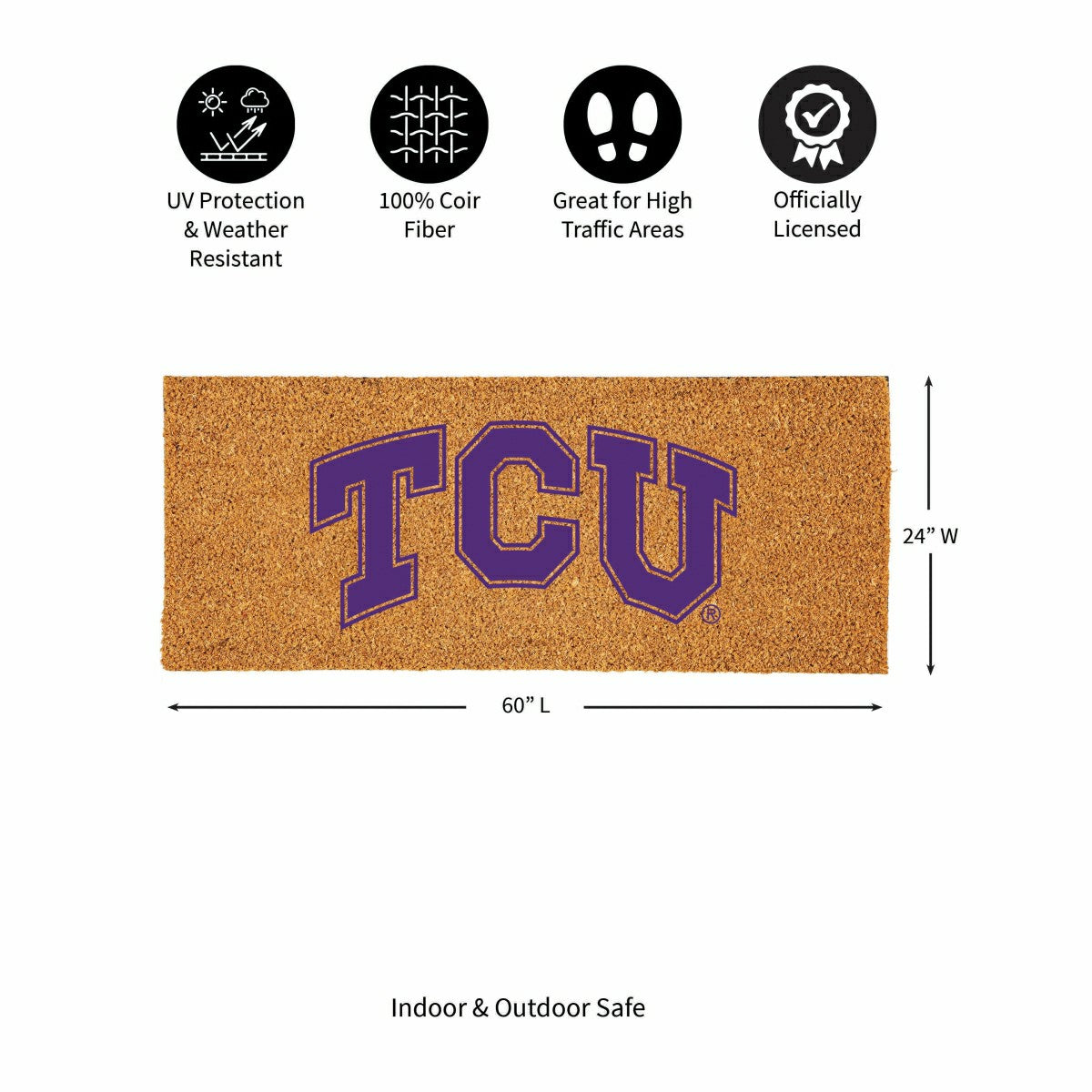 Texas Christian University Extra Large Full Color Coir Mat, 60"x24"