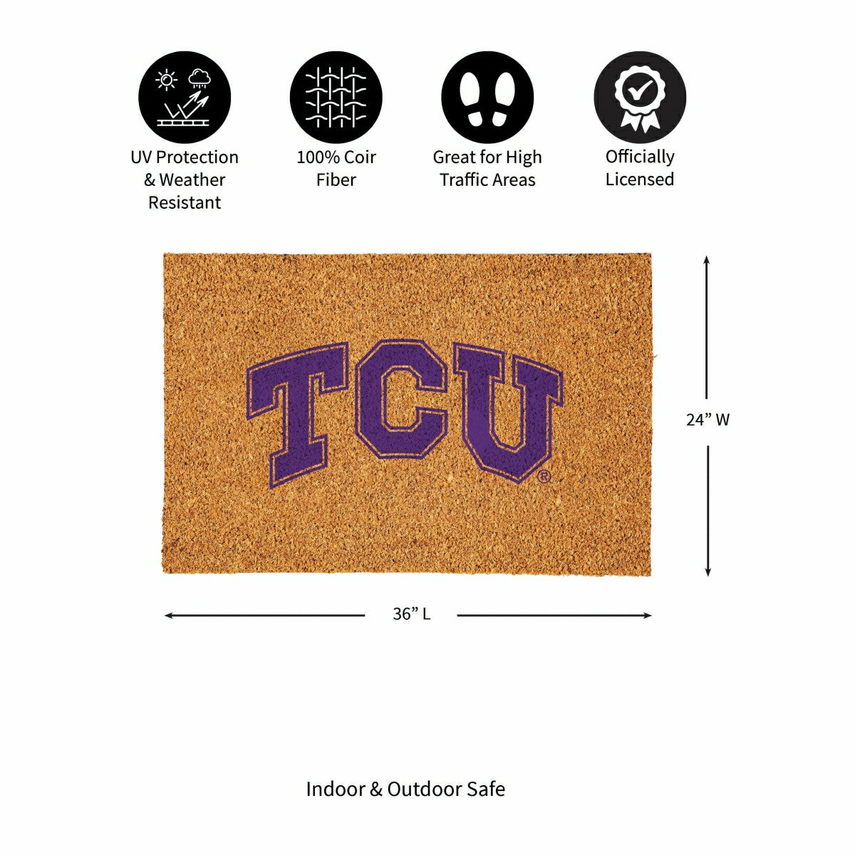 Texas Christian University Large Full Color Coir Mat, 36"x24"