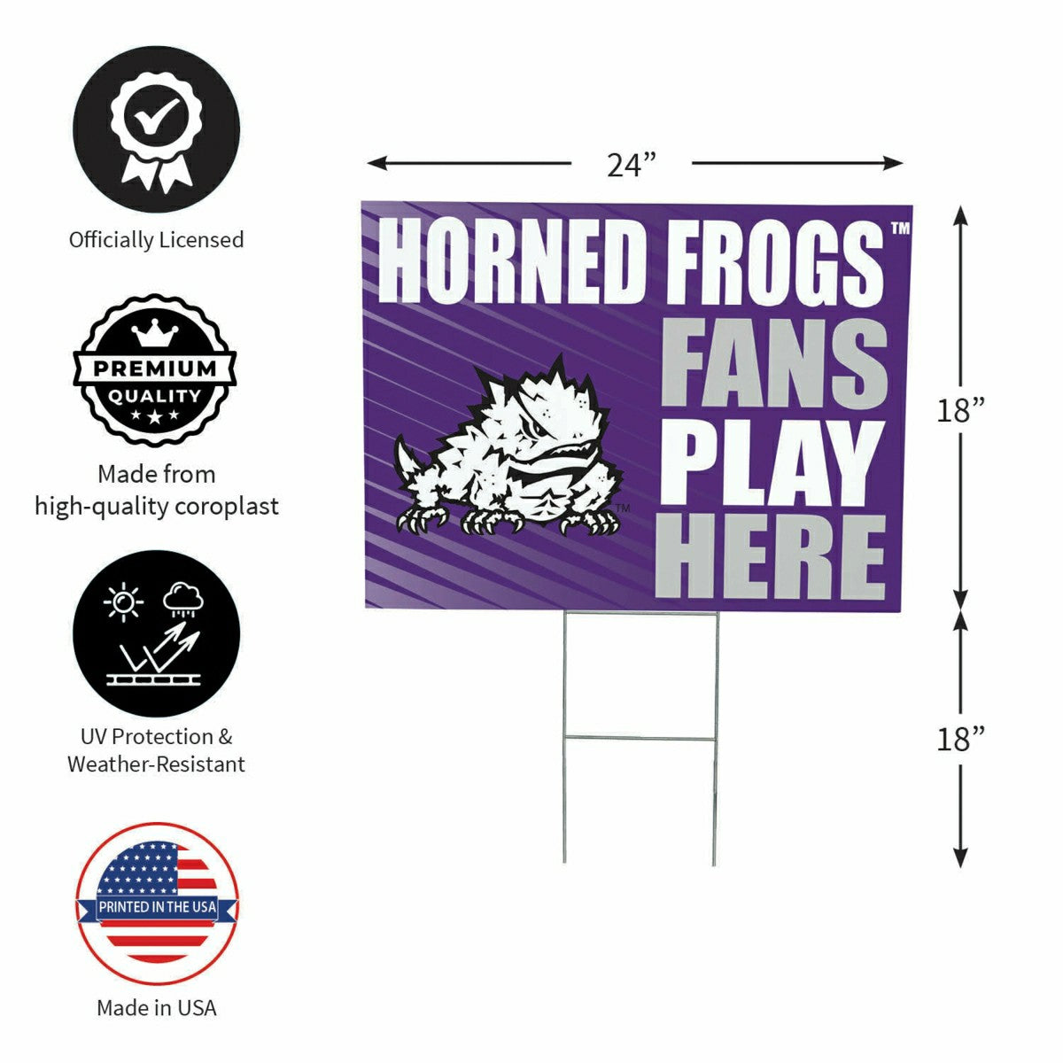 Texas Christian University Coroplast Yard Sign "Fans Play Here"