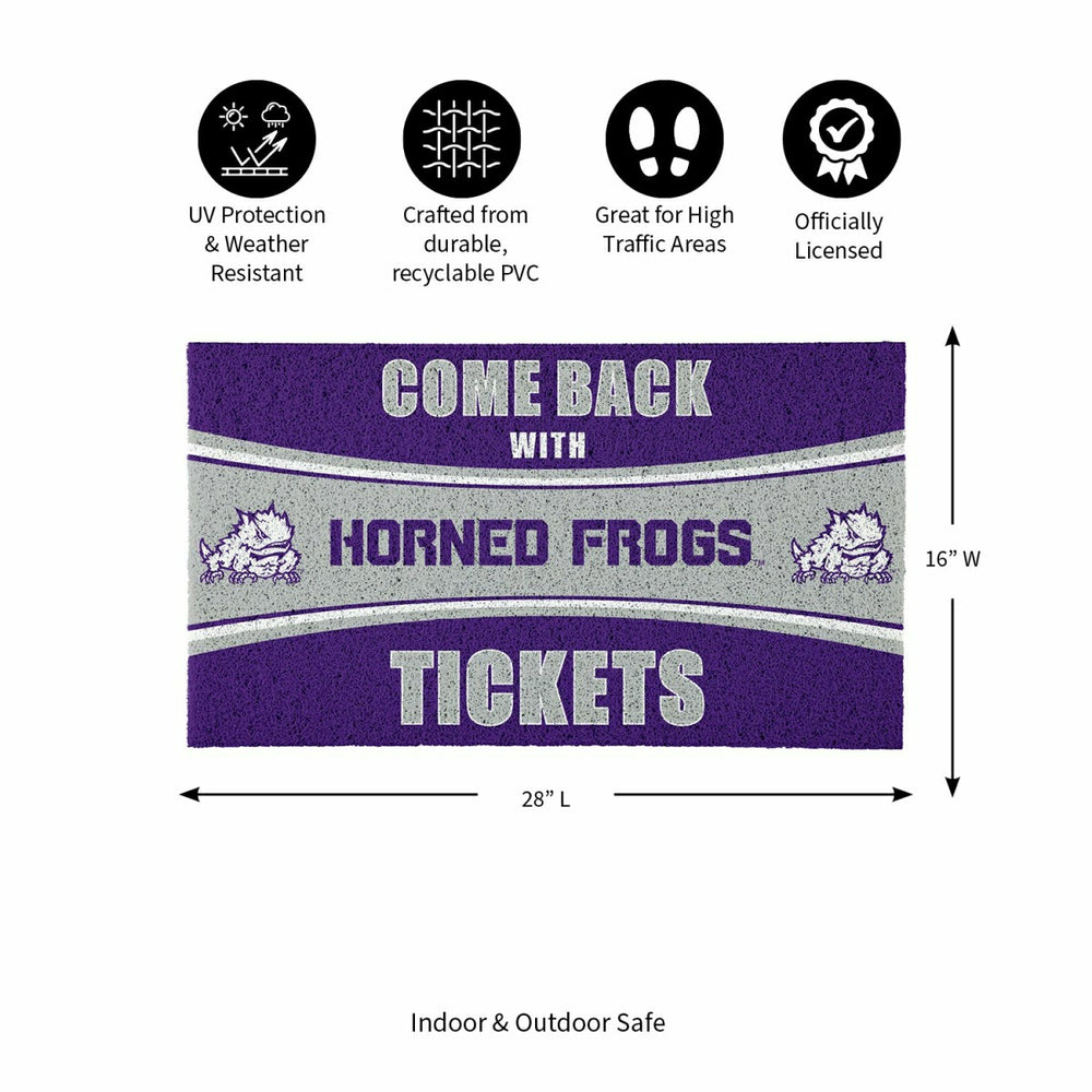 28" x 16" PVC Trapper Mat, Come Back with Tickets, Texas Christian Uni