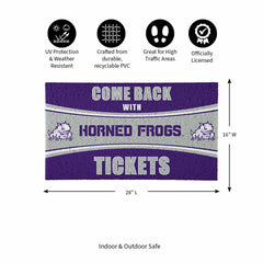 28" x 16" PVC Trapper Mat, Come Back with Tickets, Texas Christian Uni