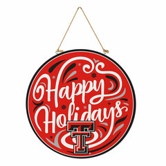 Texas Tech University Holiday Round Door Décor with Hanging Rope, 18x1