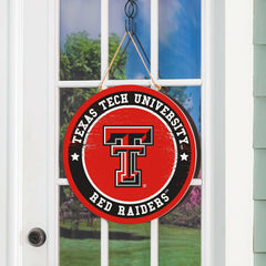 Texas Tech University Round Door Décor with Hanging Rope, 18x18