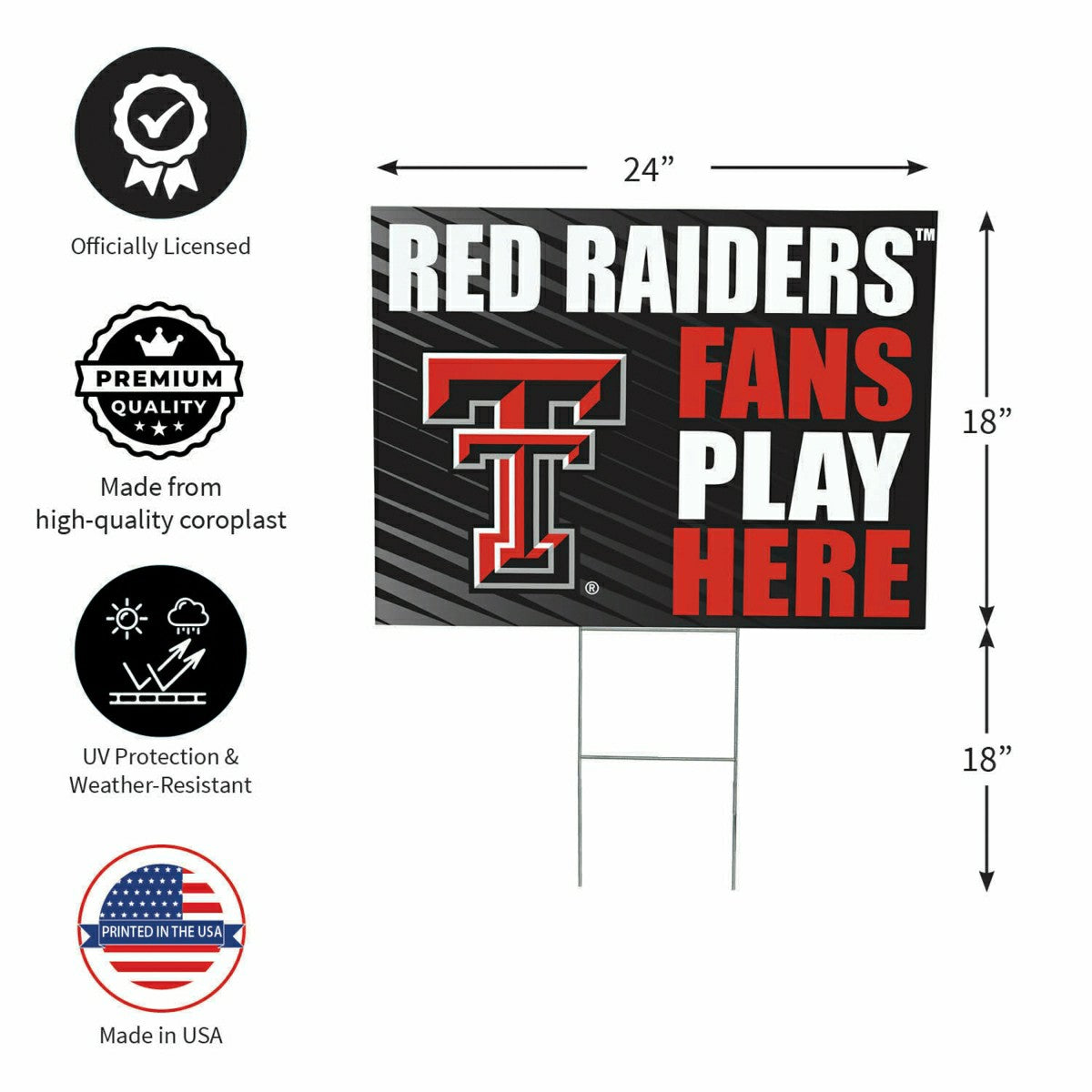 Texas Tech University Coroplast Yard Sign "Fans Play Here"