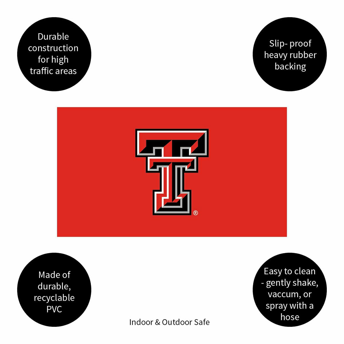 Full Color PVC Mat, 16" x 28", Texas Tech University