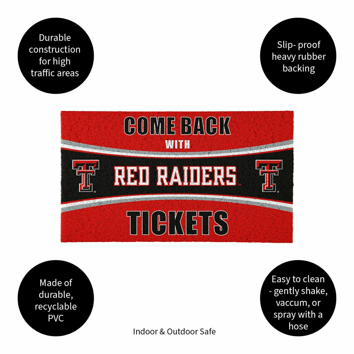 28" x 16" PVC Trapper Mat, Come Back with Tickets, Texas Tech Universi