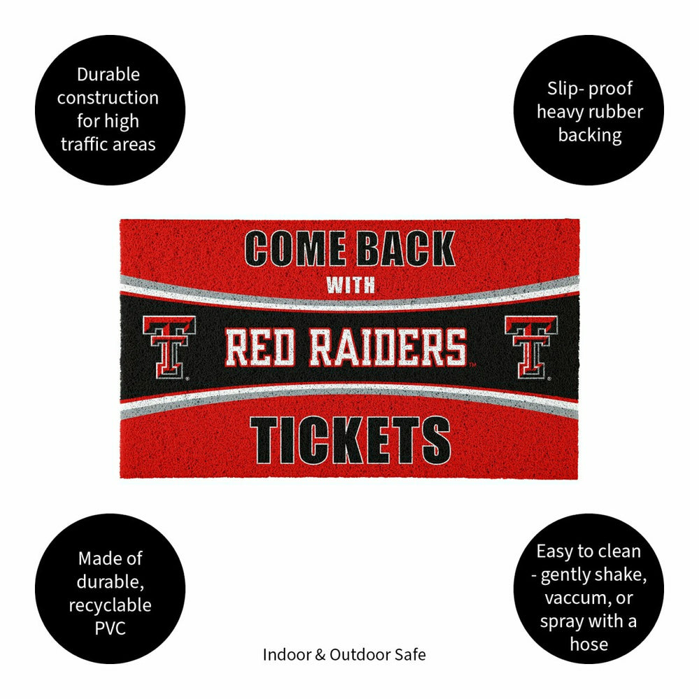 28" x 16" PVC Trapper Mat, Come Back with Tickets, Texas Tech Universi
