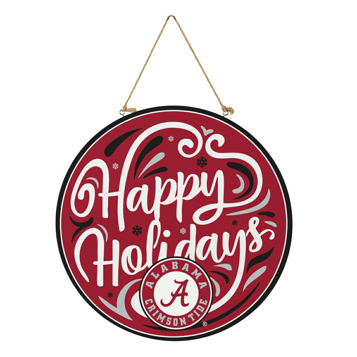 University of Alabama Holiday Round Door Décor with Hanging Rope, 18x1