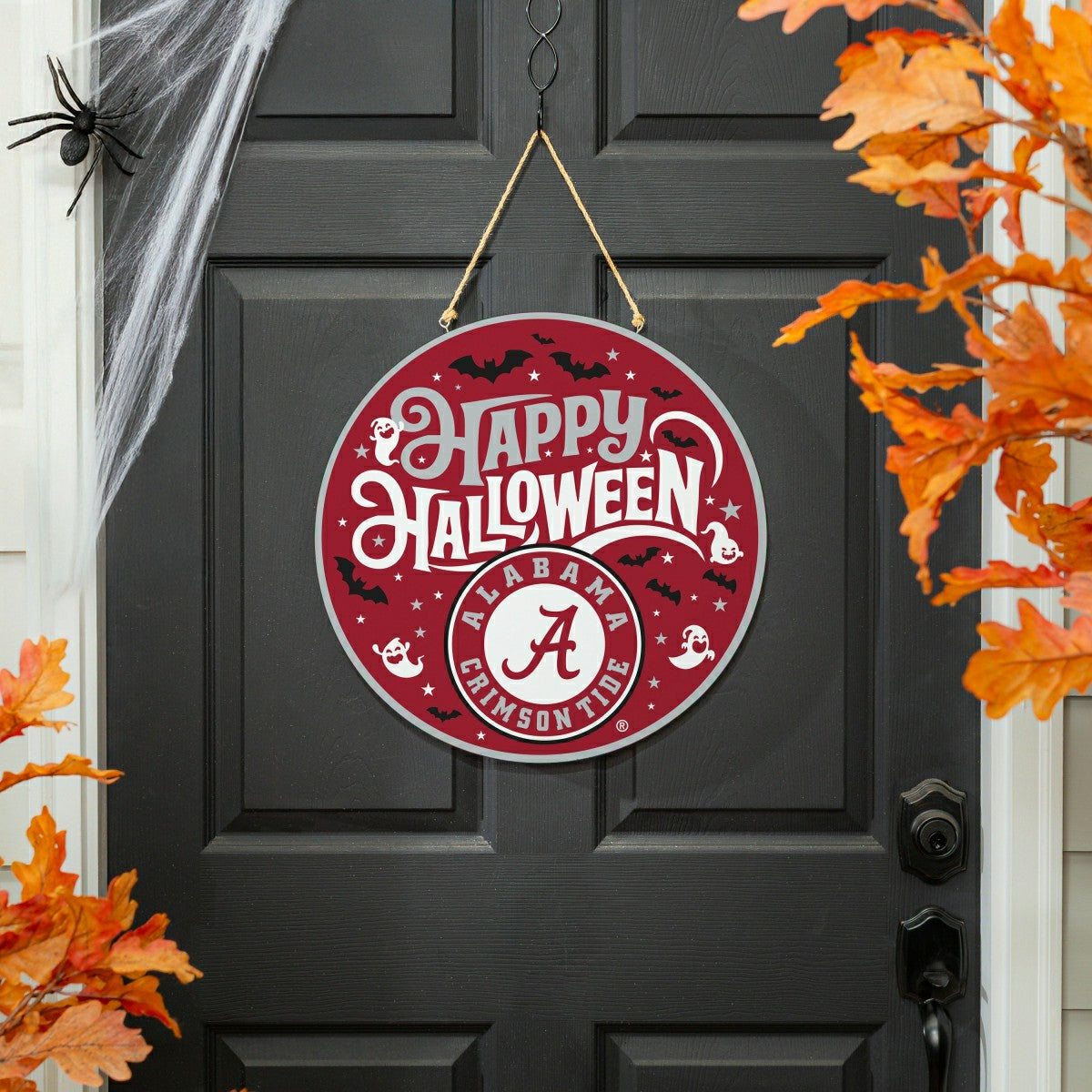 University of Alabama Halloween Round Door Décor with Hanging Rope, 18