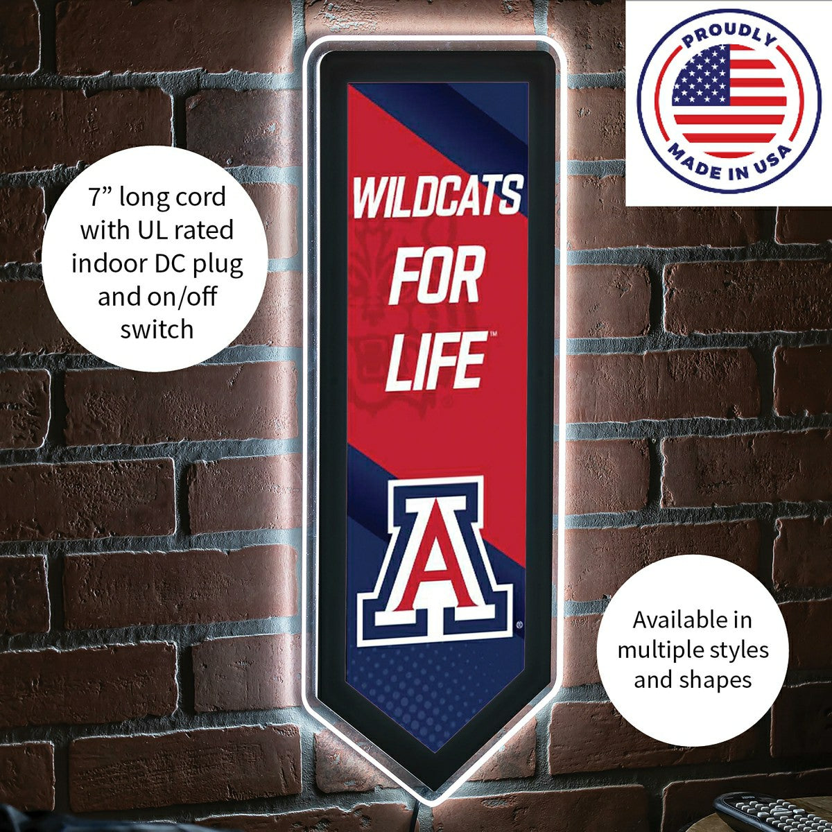 LED Wall Decor, Pennant, University of Arizona