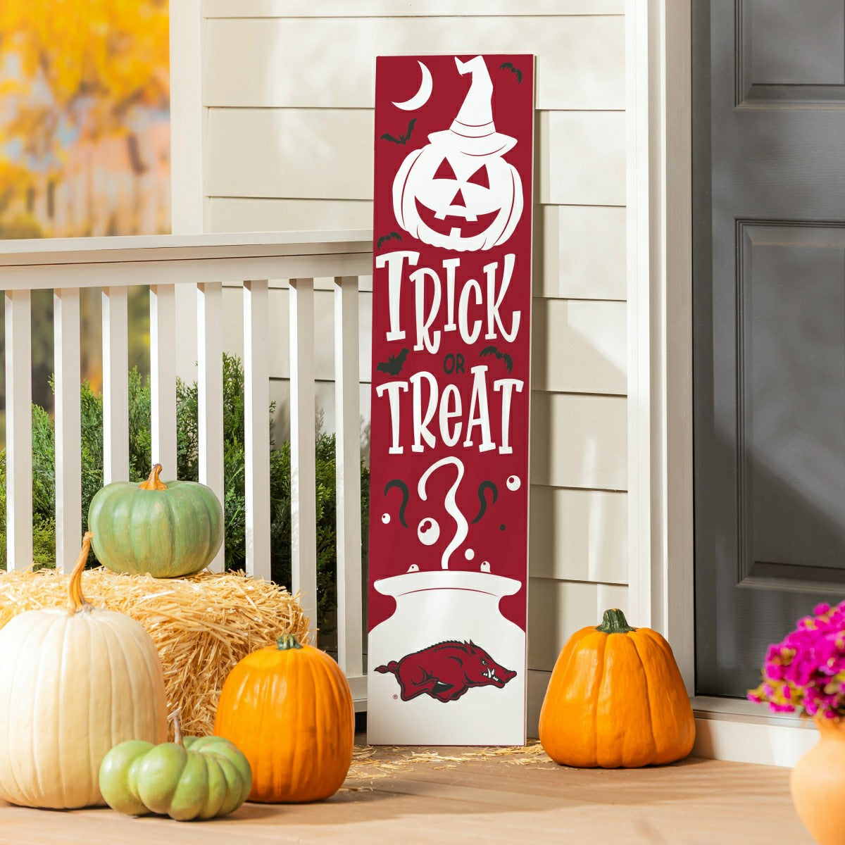 47" Double Sided Leaner, University of Arkansas, Halloween