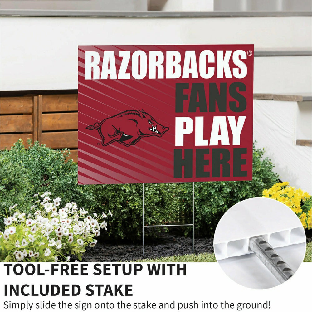 University of Arkansas Coroplast Yard Sign "Fans Play Here"