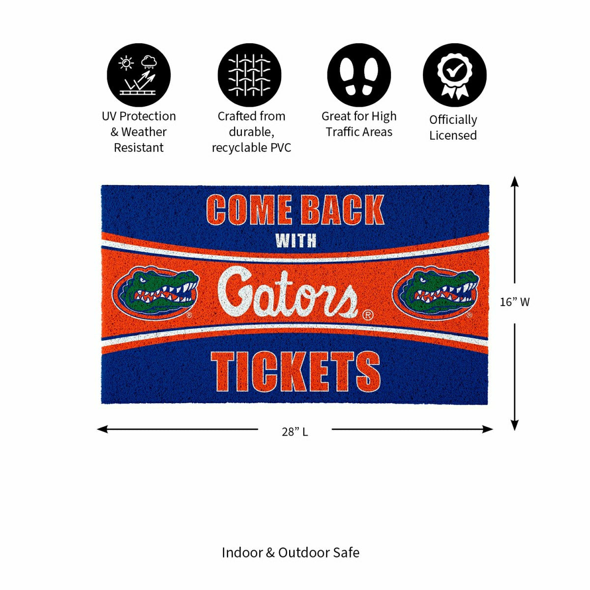 28" x 16" PVC Trapper Mat, Come Back with Tickets, University of Flori