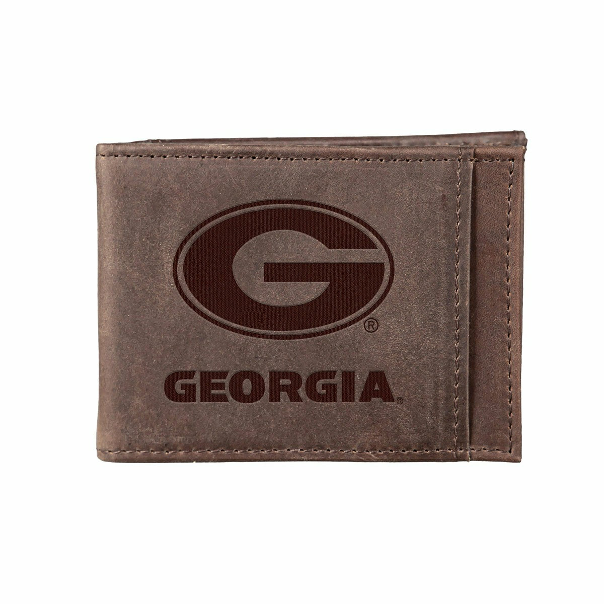 Front Pocket Wallet w/ RFID Blocking, University of Georgia, Brown